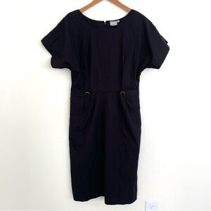 EShakti Black Midi Sheath Short Sleeve Dress L 8-10